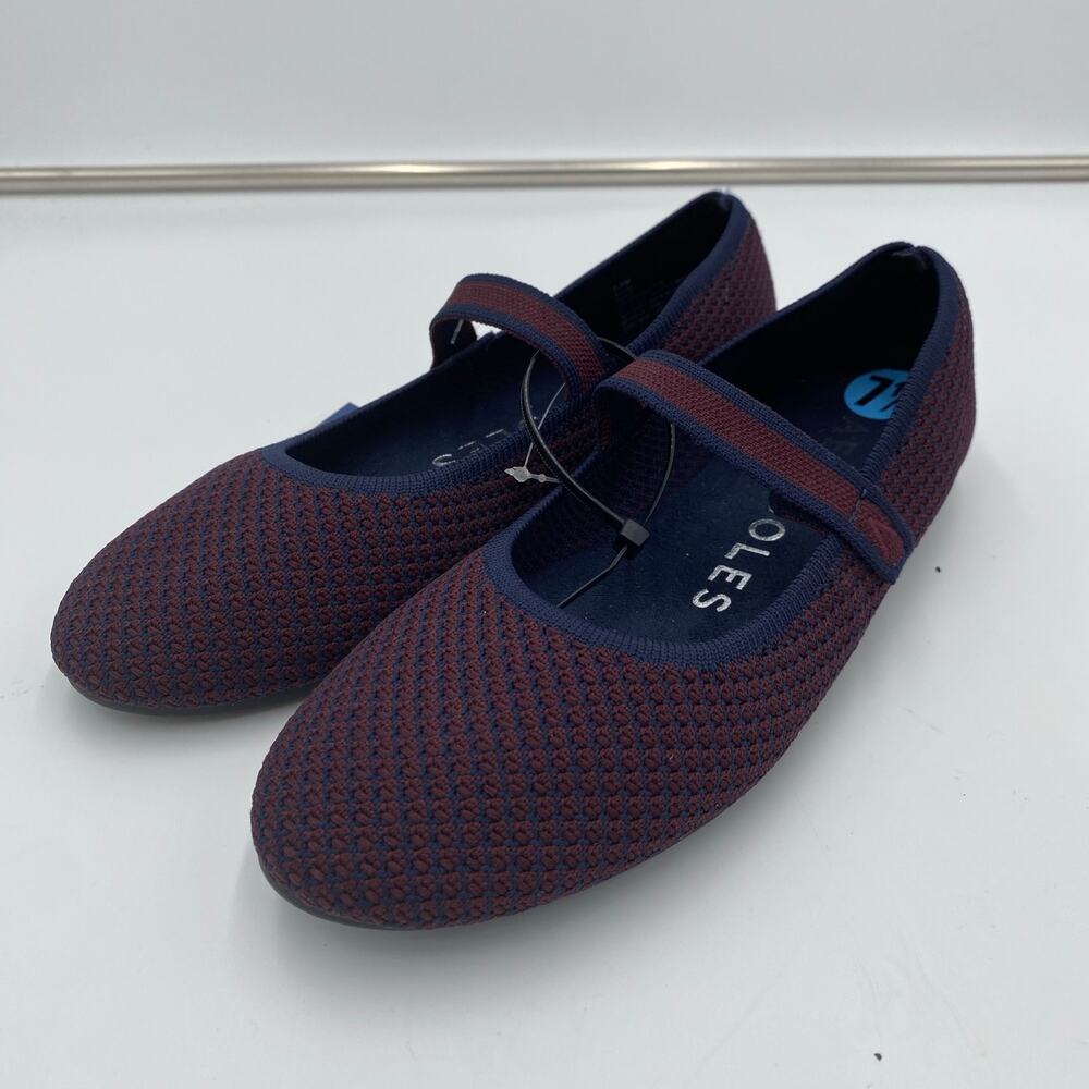 Aerosole Women Maroon & Navy Mary Jane Knit Ballet Flats Size 7.5 NWT